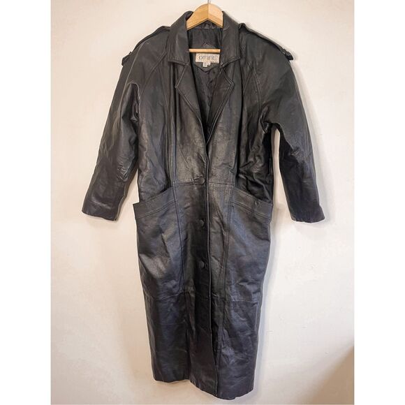Vintage Comint Leather Trench Coat Size M - Picture 8 of 12